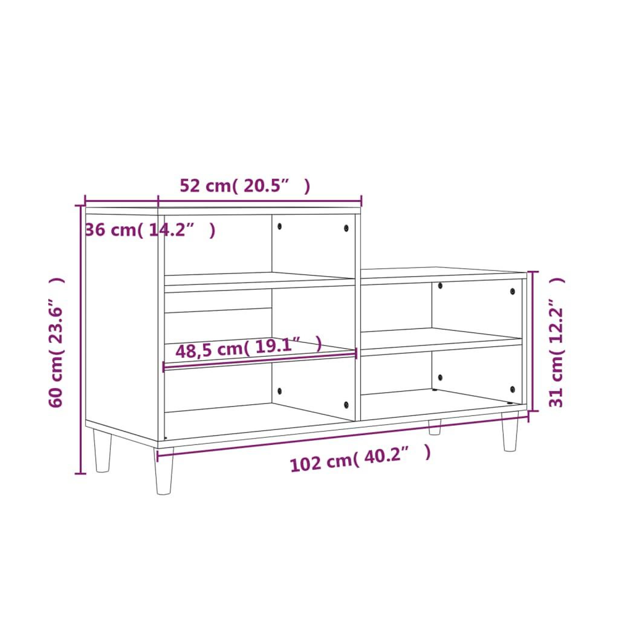 Voir la diapositive 6 : VIDAXL Armoire a chaussures Gris beton 102x36x60 cm Bois d'ingenierie