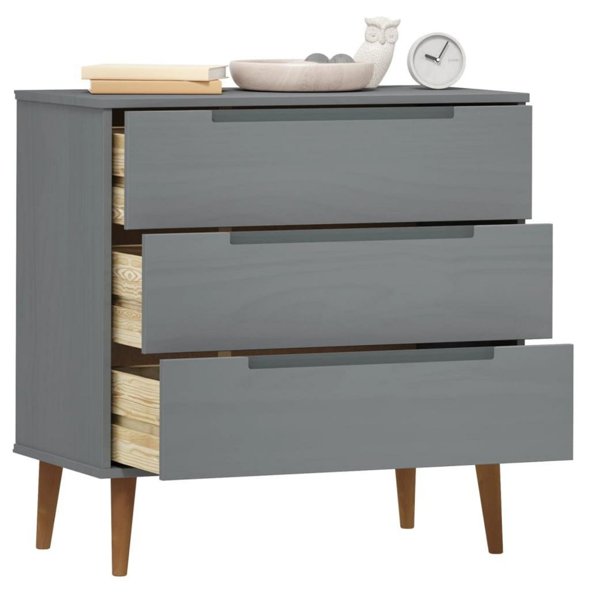 VIDAXL Commode MOLDE Gris 80x40x80 cm Bois de pin massif