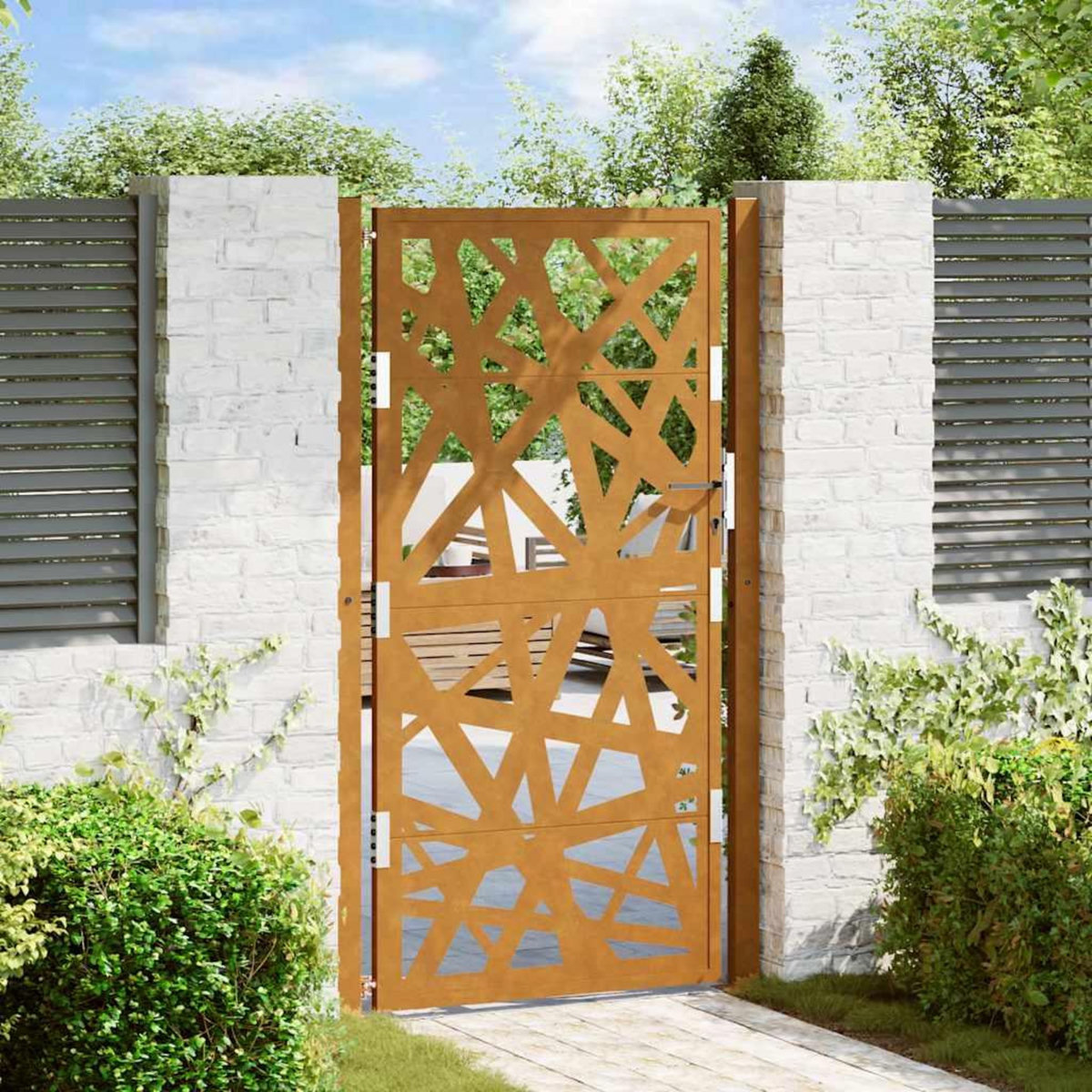 VIDAXL Porte de jardin acier resistant aux intemperies design lumiere