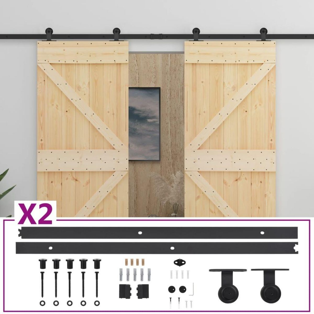 VIDAXL Porte coulissante et kit de quincaillerie 100x210 cm Pin massif