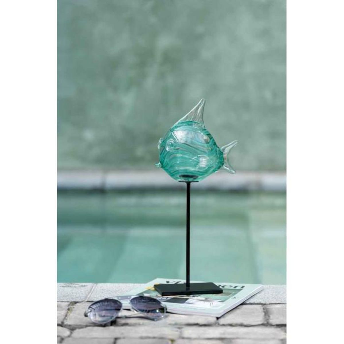 Paris Prix Statuette Déco  Poisson sur Pied  37cm Vert