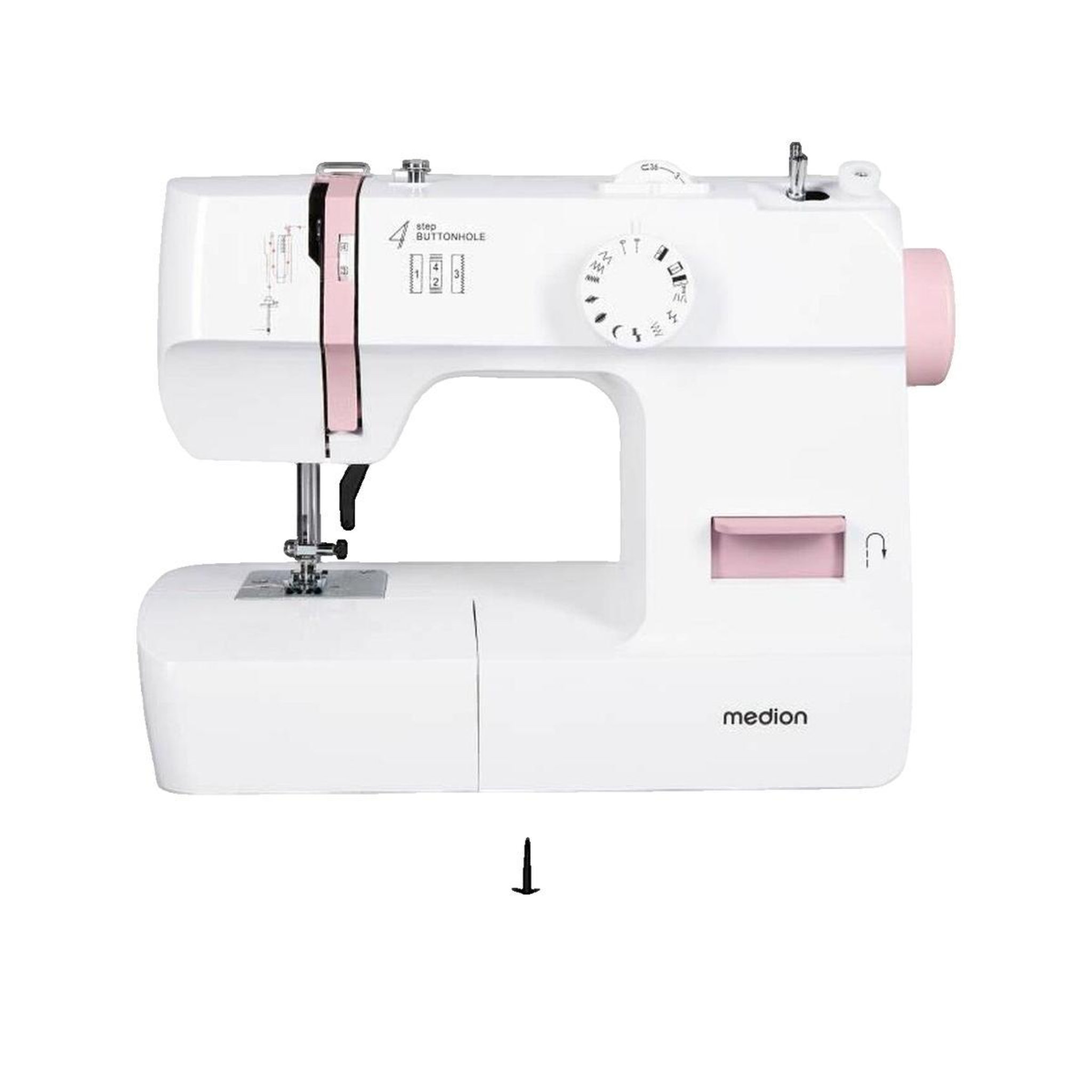 Voir la diapositive 2 : Medion Machine à coudre Medion SM70 Rose avec 12 points et éclairage LED