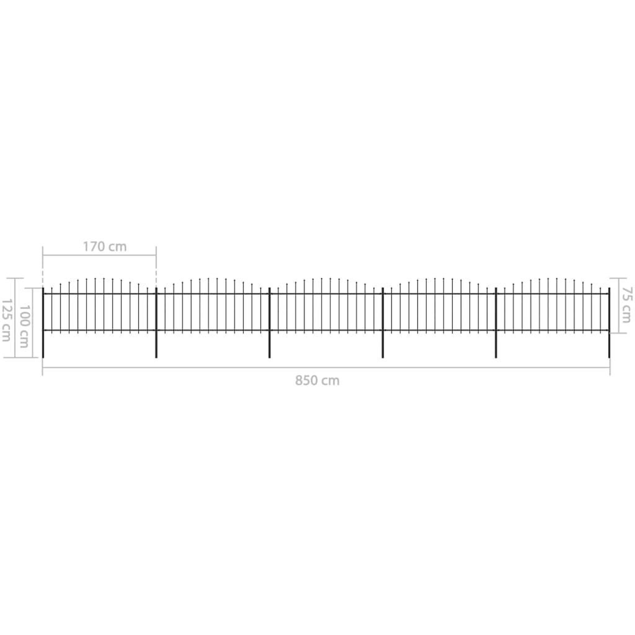 Voir la diapositive 6 : VIDAXL Cloture de jardin a dessus en lance Acier (0,5-0,75)x8,5 m Noir
