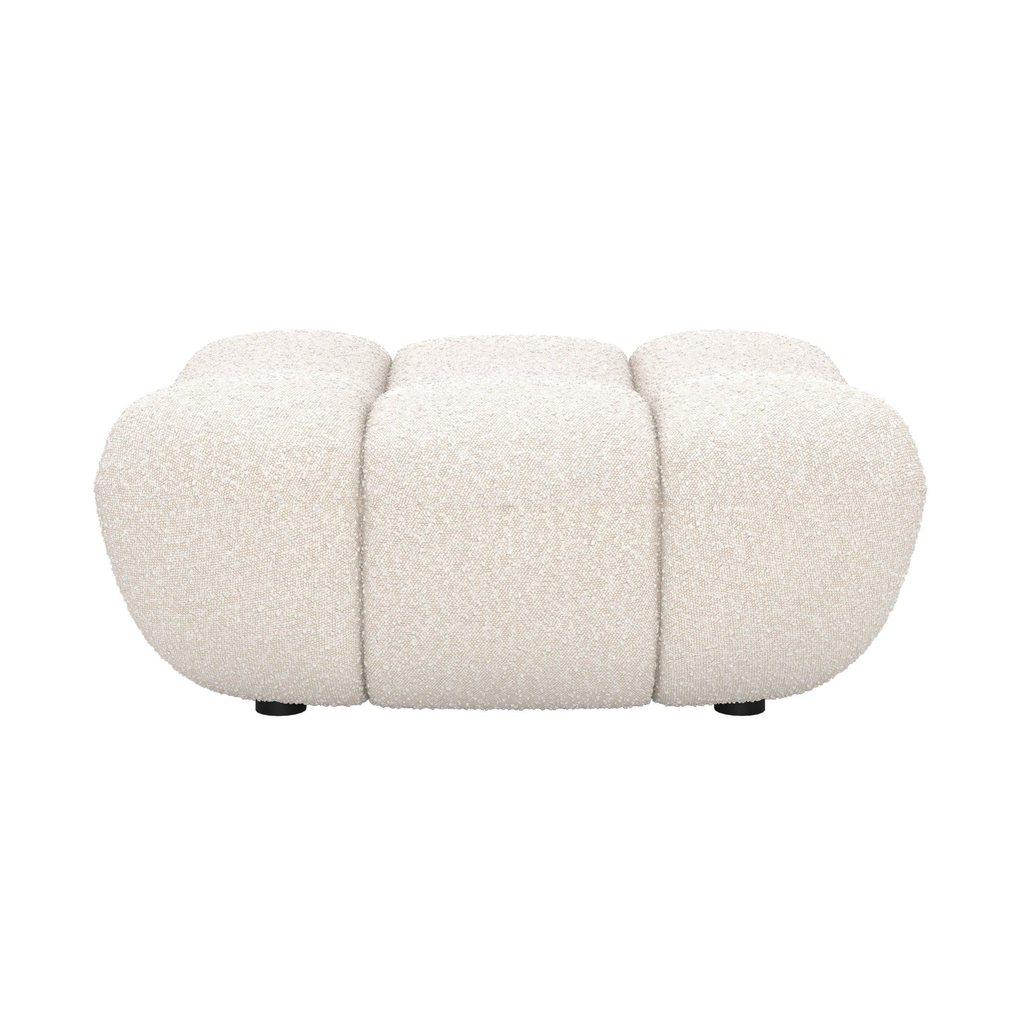 MAISON PAVANE Pouf repose-pieds en tissu bouclé blanc-teddy