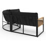 Voir la diapositive 5 : ID MARKET Salon de jardin bas RIO 6 places salon d'angle structure métal et cordage effet rotin avec coussin noir