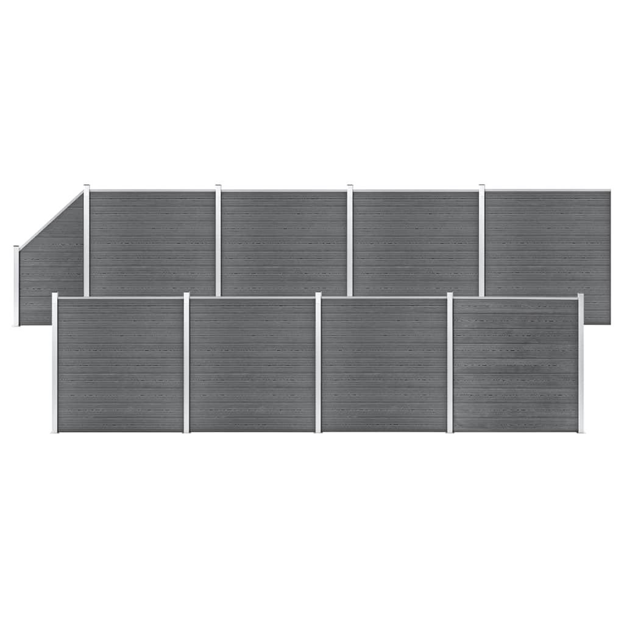 VIDAXL Ensemble de cloture WPC 8 Carre + 1 Incline 1484x186 cm Gris