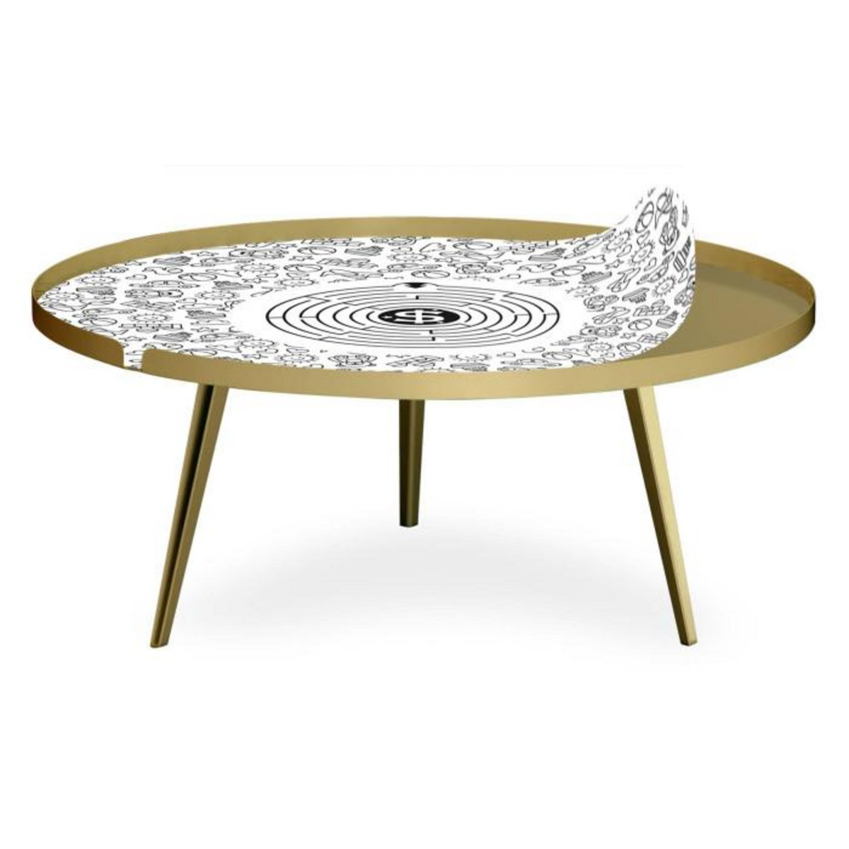 Paris Prix Table Basse à Rebord 2 Covers  Kid  90cm Or