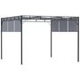 Voir la diapositive 1 : OUTSUNNY Pergola rétractable dim. 3L x 3l x 2,2H m structure acier époxy anticorrosion noir triple toile polyester haute densité gris