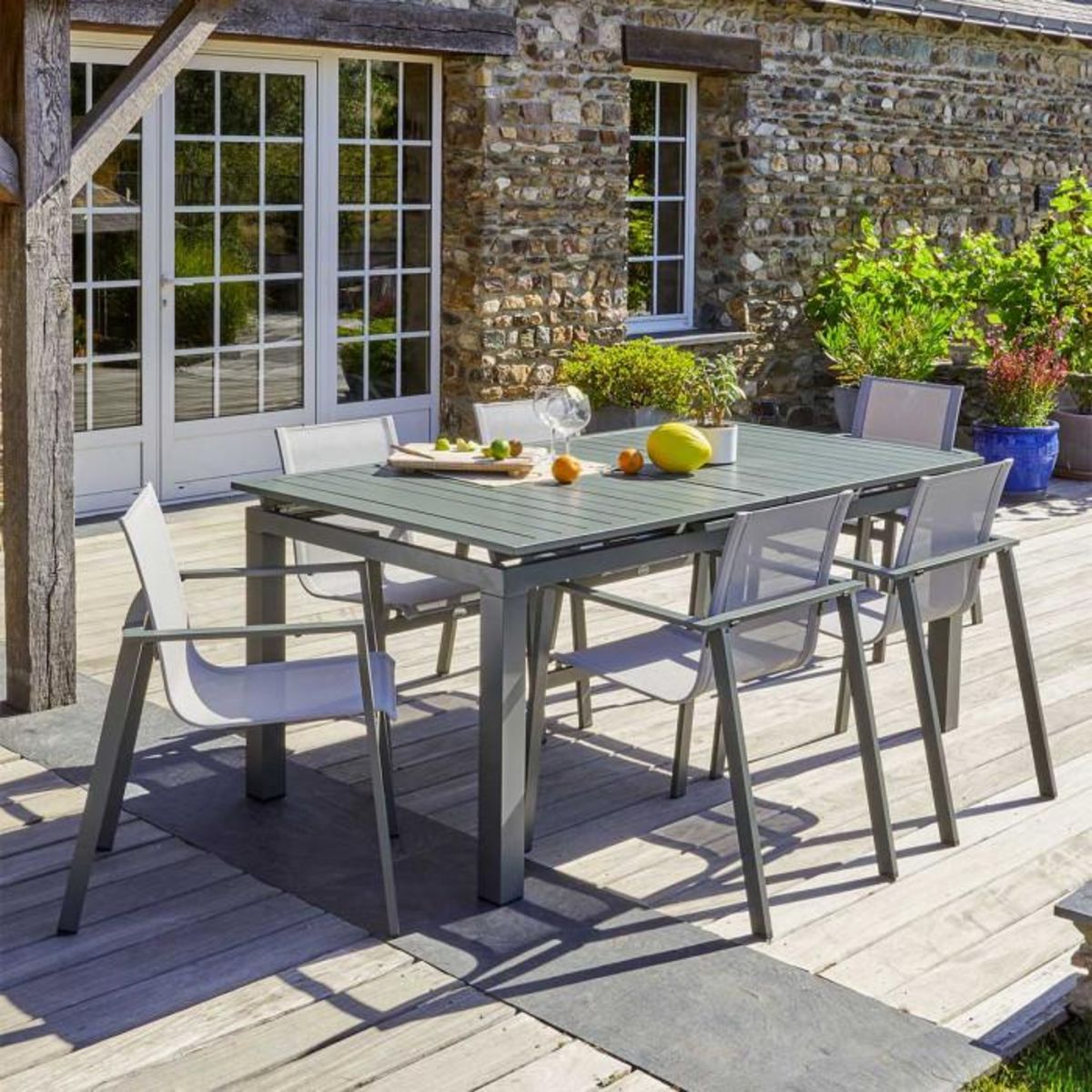 Paris Prix Lot de 2 Fauteuils de Jardin Empilables  Miami  84cm Kaki