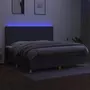 VIDAXL Sommier a lattes de lit et matelas et LED Gris fonce 200x200 cm