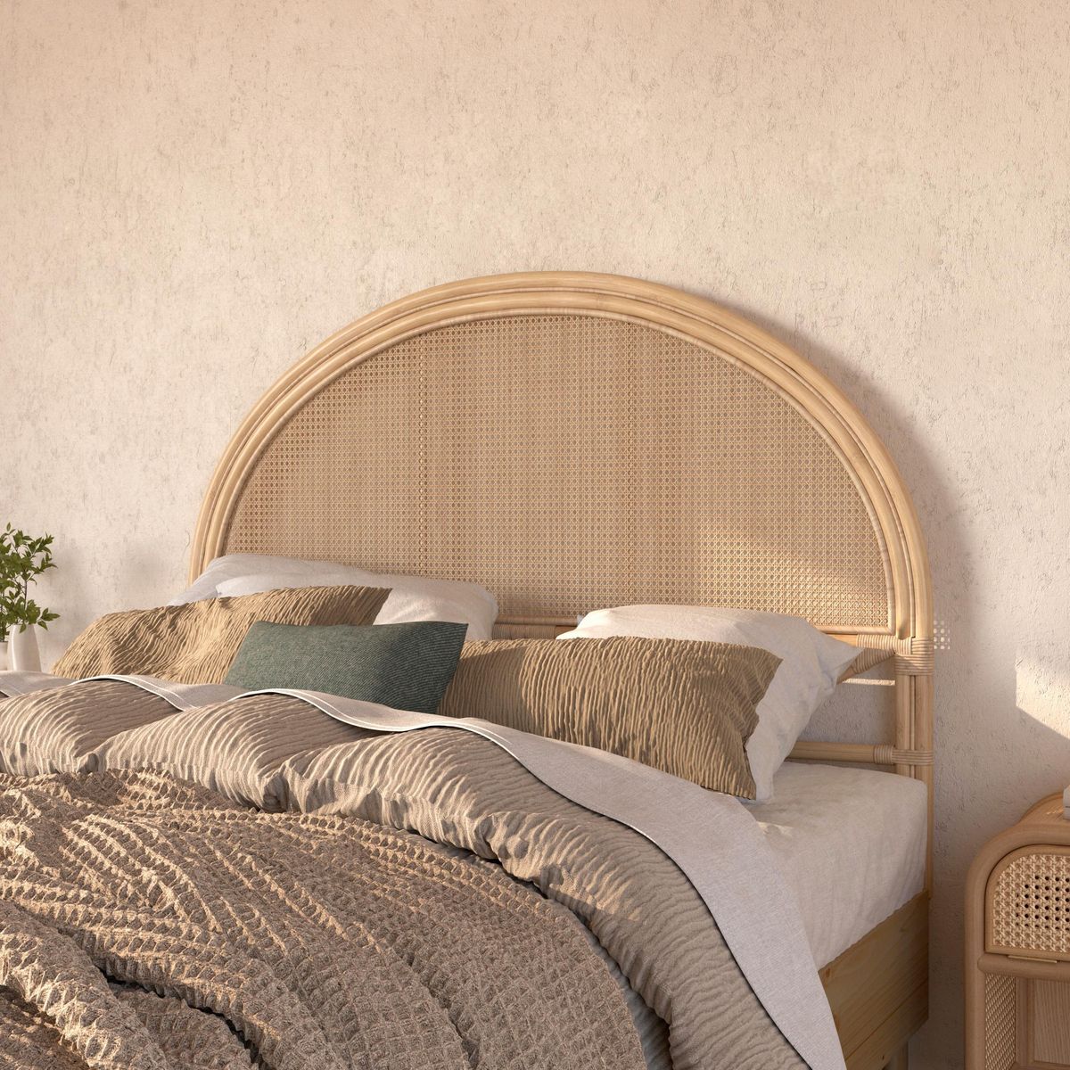 Rendez vous déco Tête de lit 140 cm en rotin et cannage - Néora