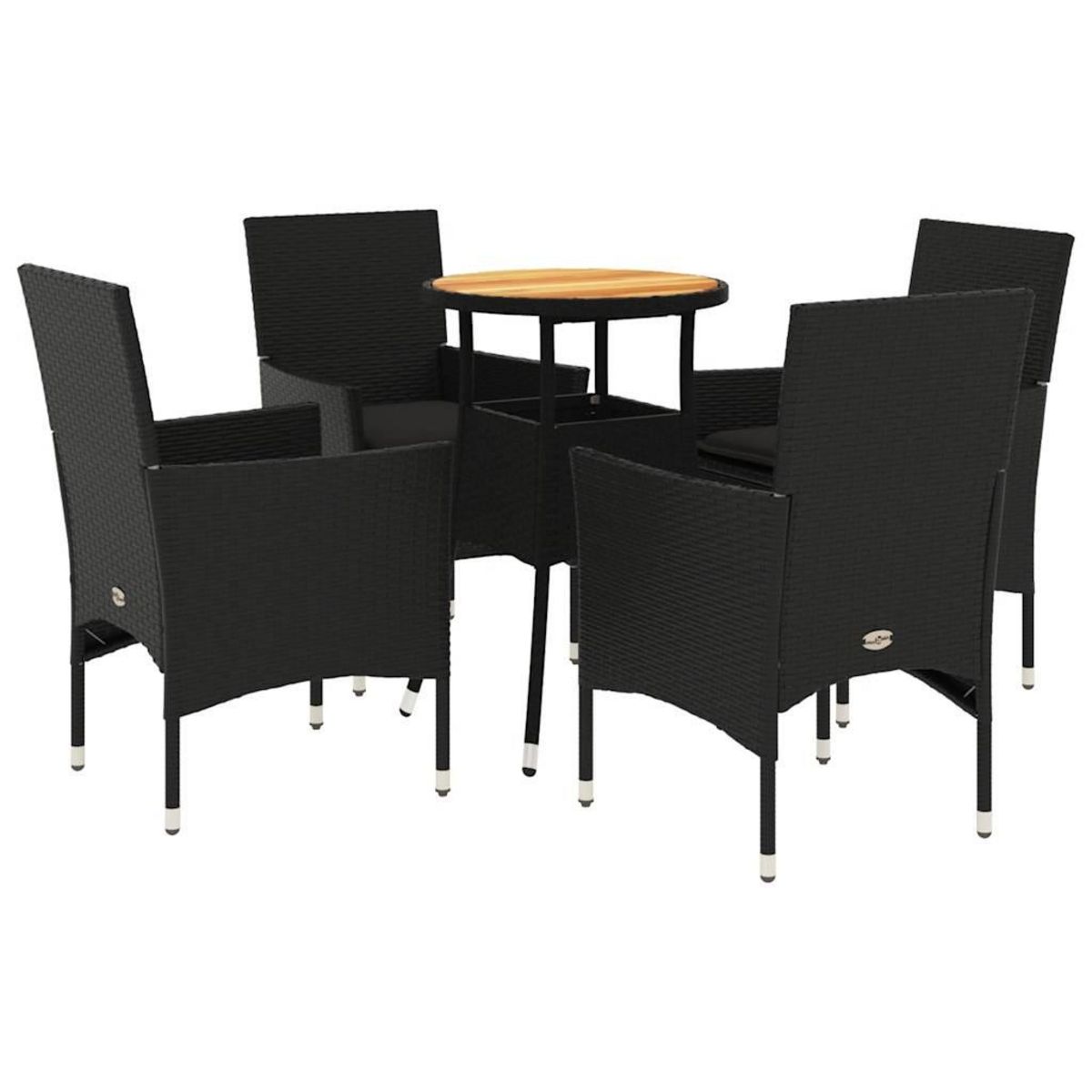 VIDAXL Ensemble a manger de jardin et coussins 5 pcs noir rotin acacia