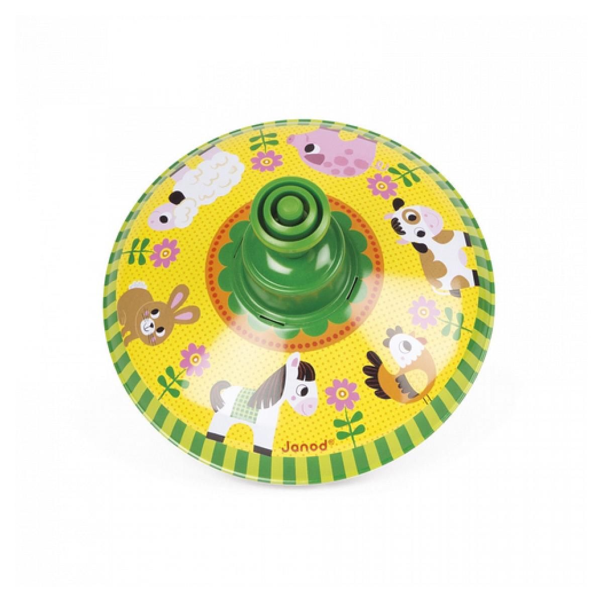 Juratoys-Janod JANOD Toupie en Métal animaux de la Ferme