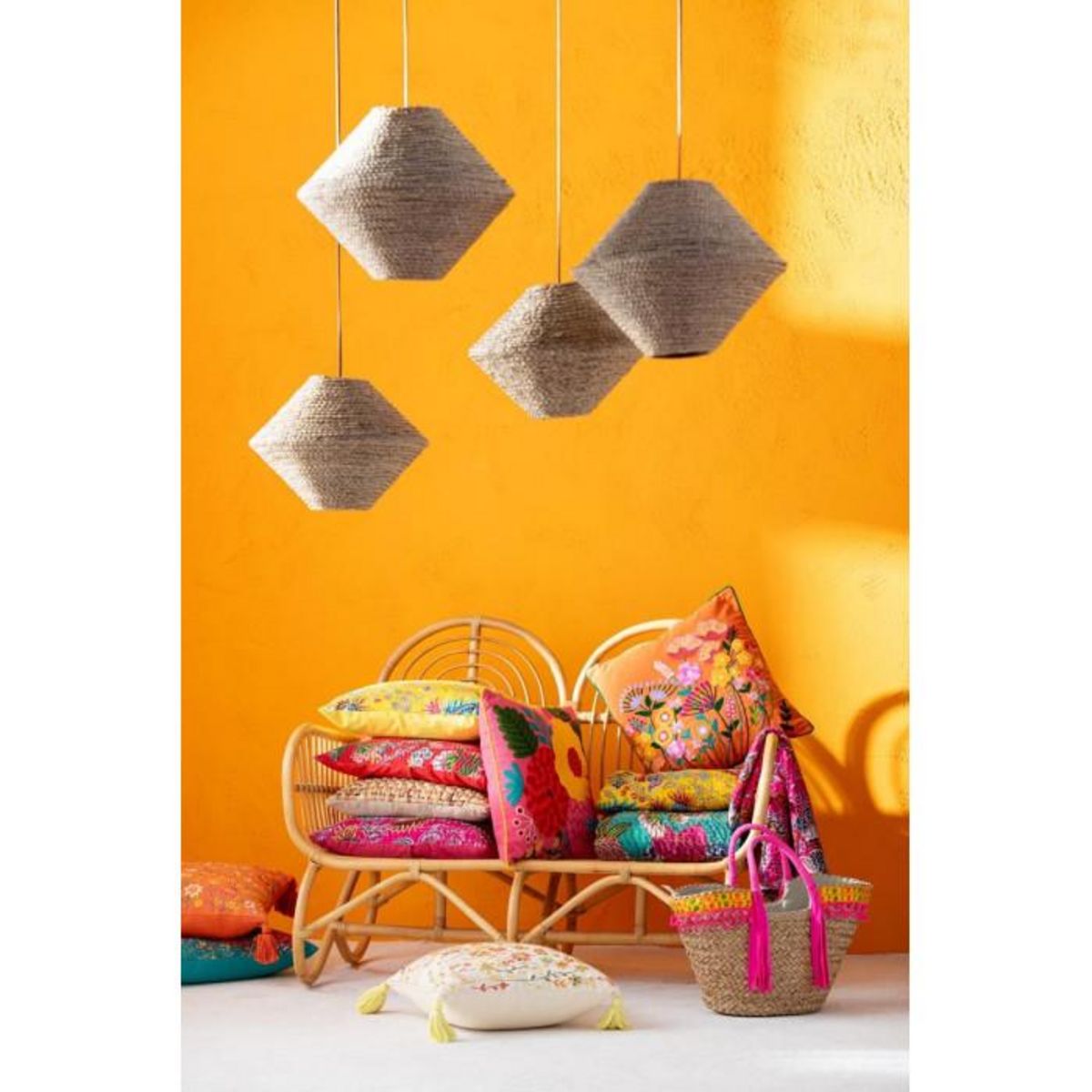 Paris Prix Coussin Design Fleurs  Mexican  45x45cm Orange