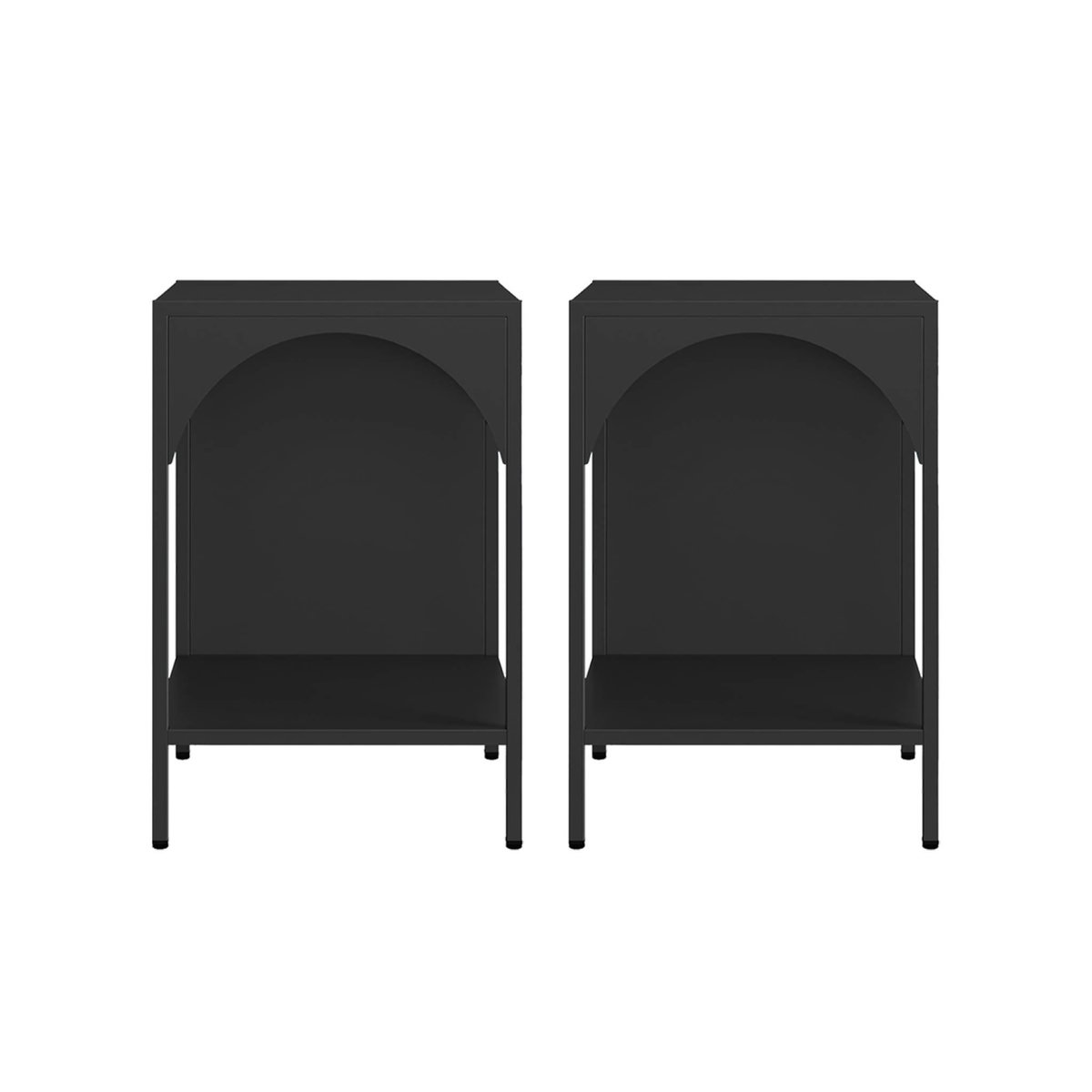 SWEEEK Lot de 2 tables de chevet. tables d'appoint en acier style industriel. noir. L 35 x l 35 x H 52cm
