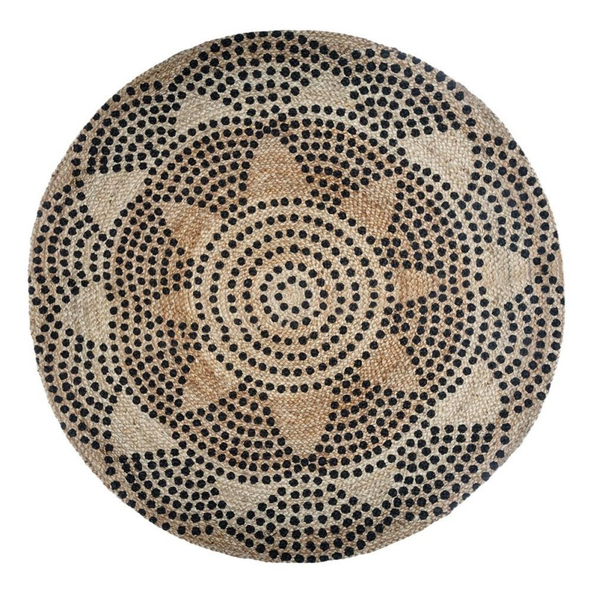 ATMOSPHERA Tapis rond en jute 120 cm Living pois