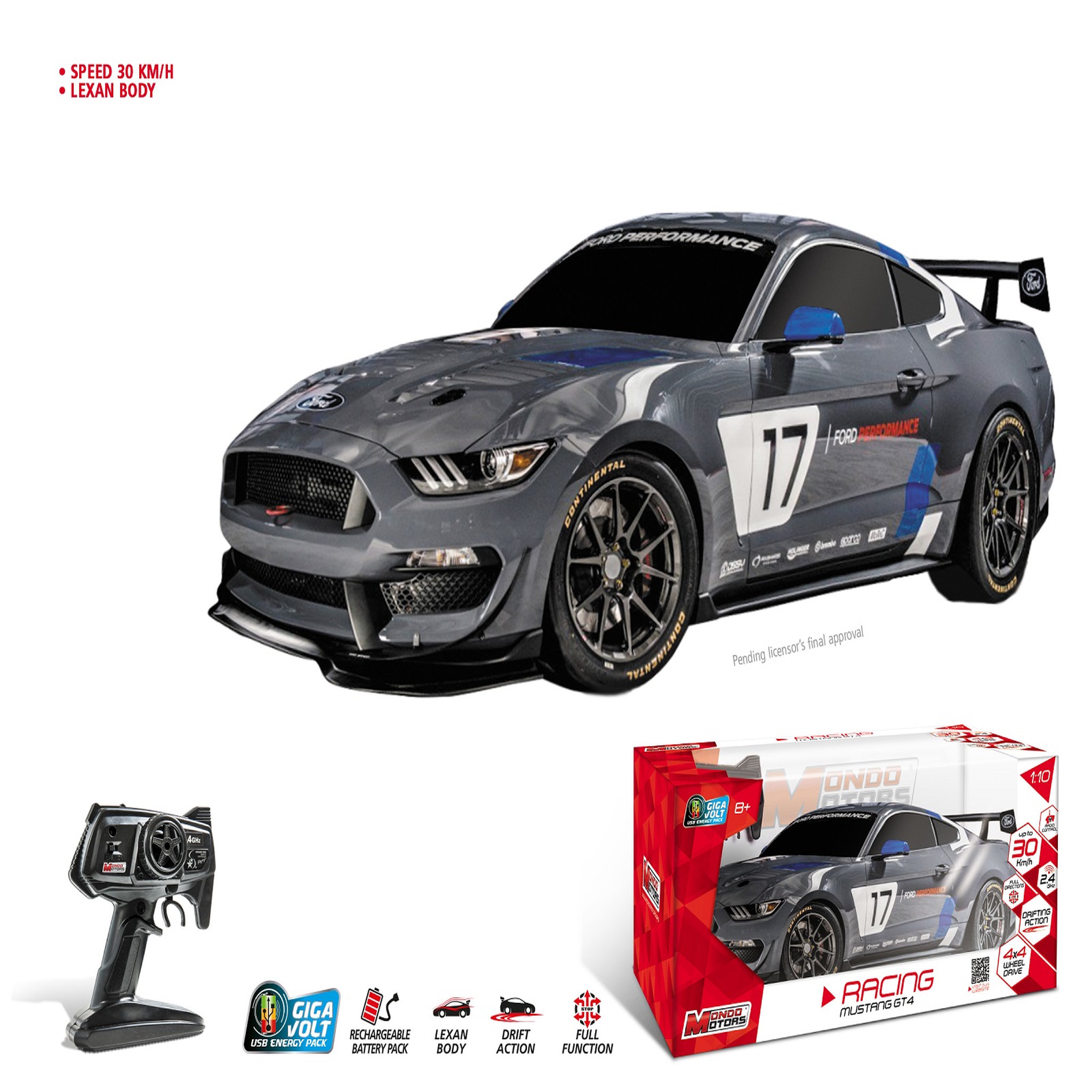 Voir la diapositive 3 : MONDO Racing Ford Mustang GT4 radiocommandée 1/10ème 2.4 GHz