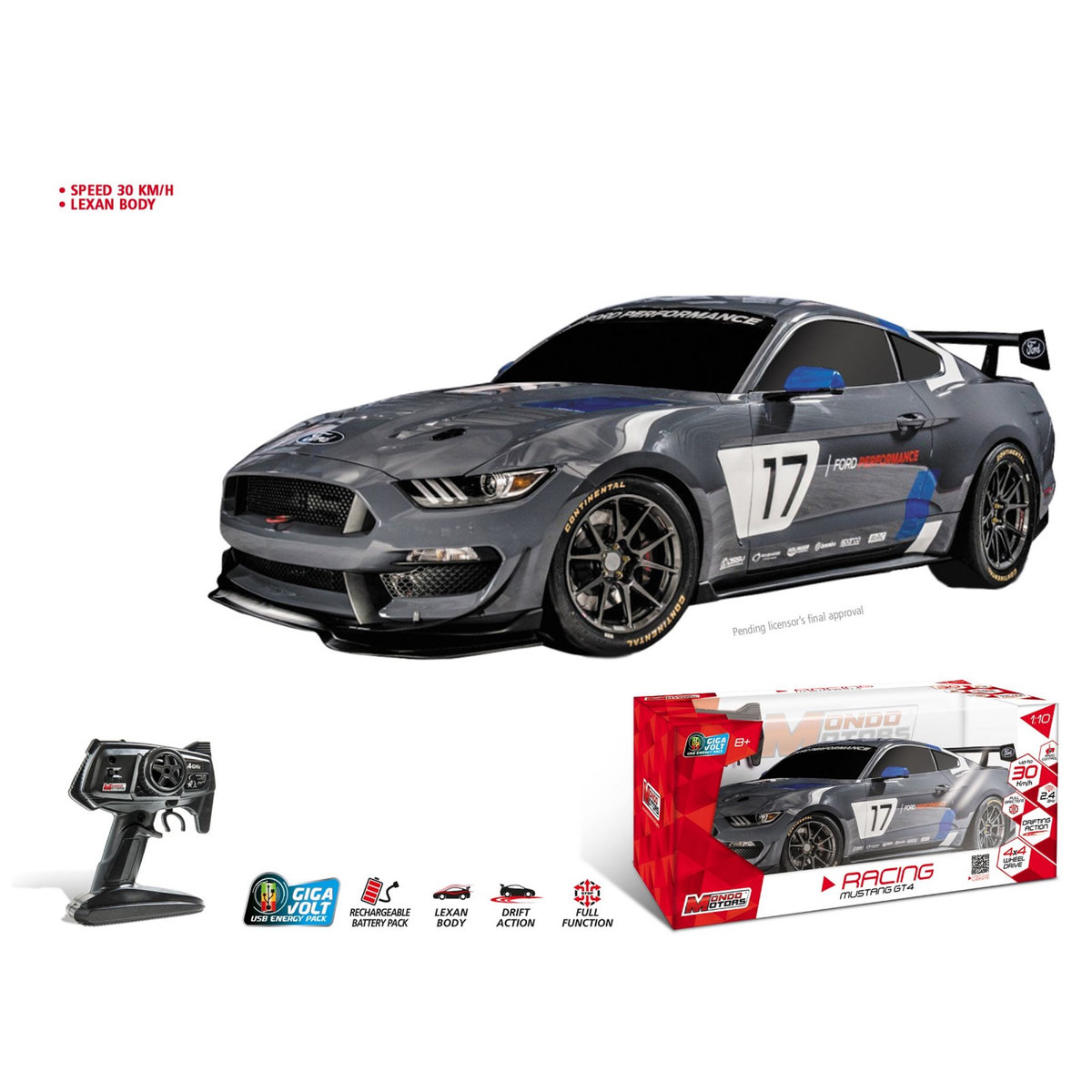 MONDO Racing Ford Mustang GT4 radiocommandée 1/10ème 2.4 GHz