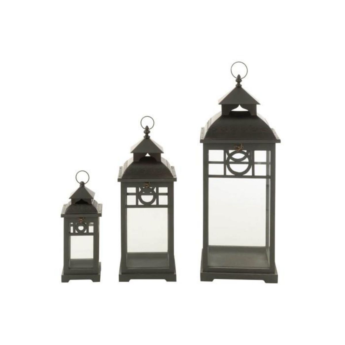 Paris Prix Lot de 3 Lanternes en Bois  Ibiza  78cm Noir