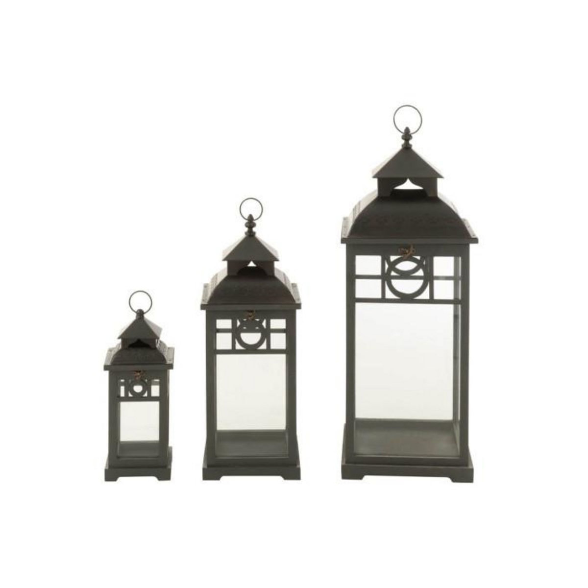 Paris Prix Lot de 3 Lanternes en Bois  Ibiza  78cm Noir