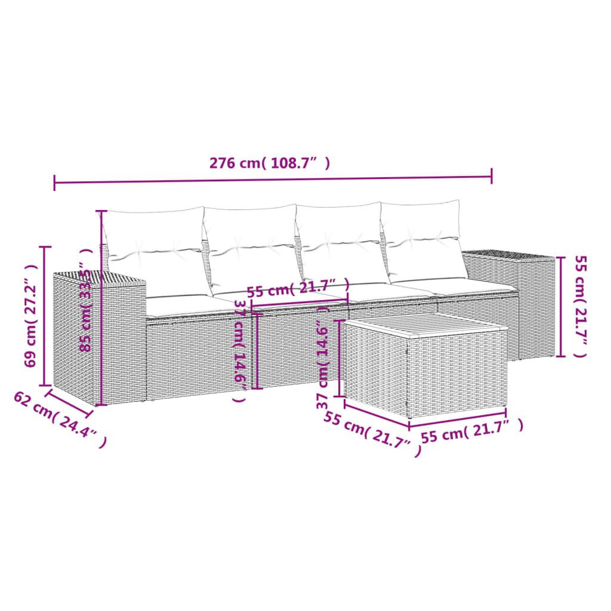 Voir la diapositive 3 : VIDAXL Salon de jardin 5 pcs avec coussins noir resine tressee