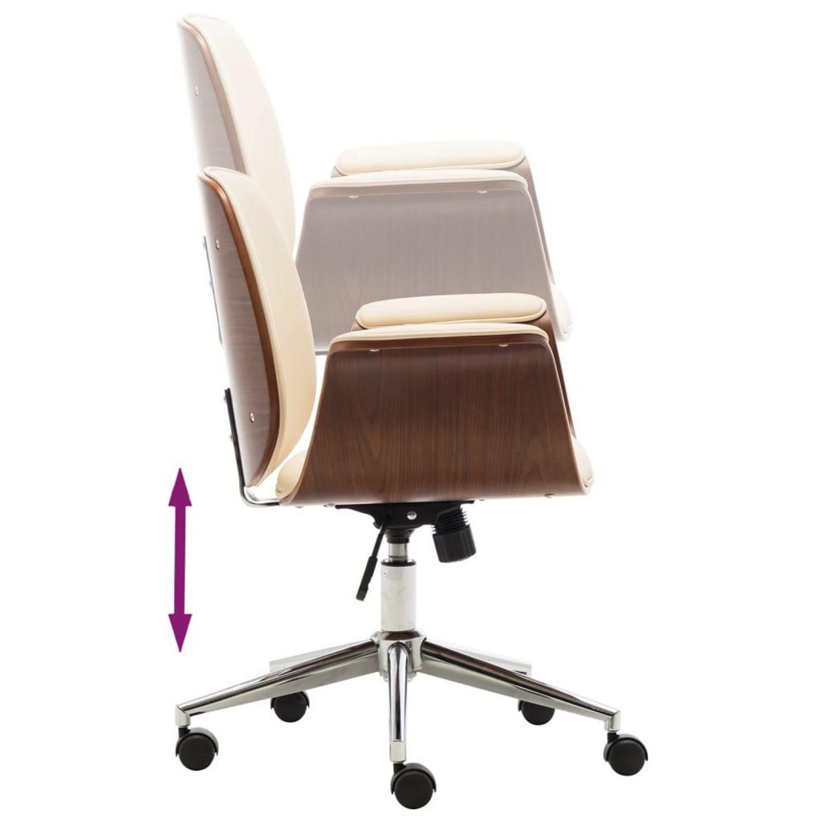 VIDAXL Chaise de bureau Creme Bois courbe et similicuir