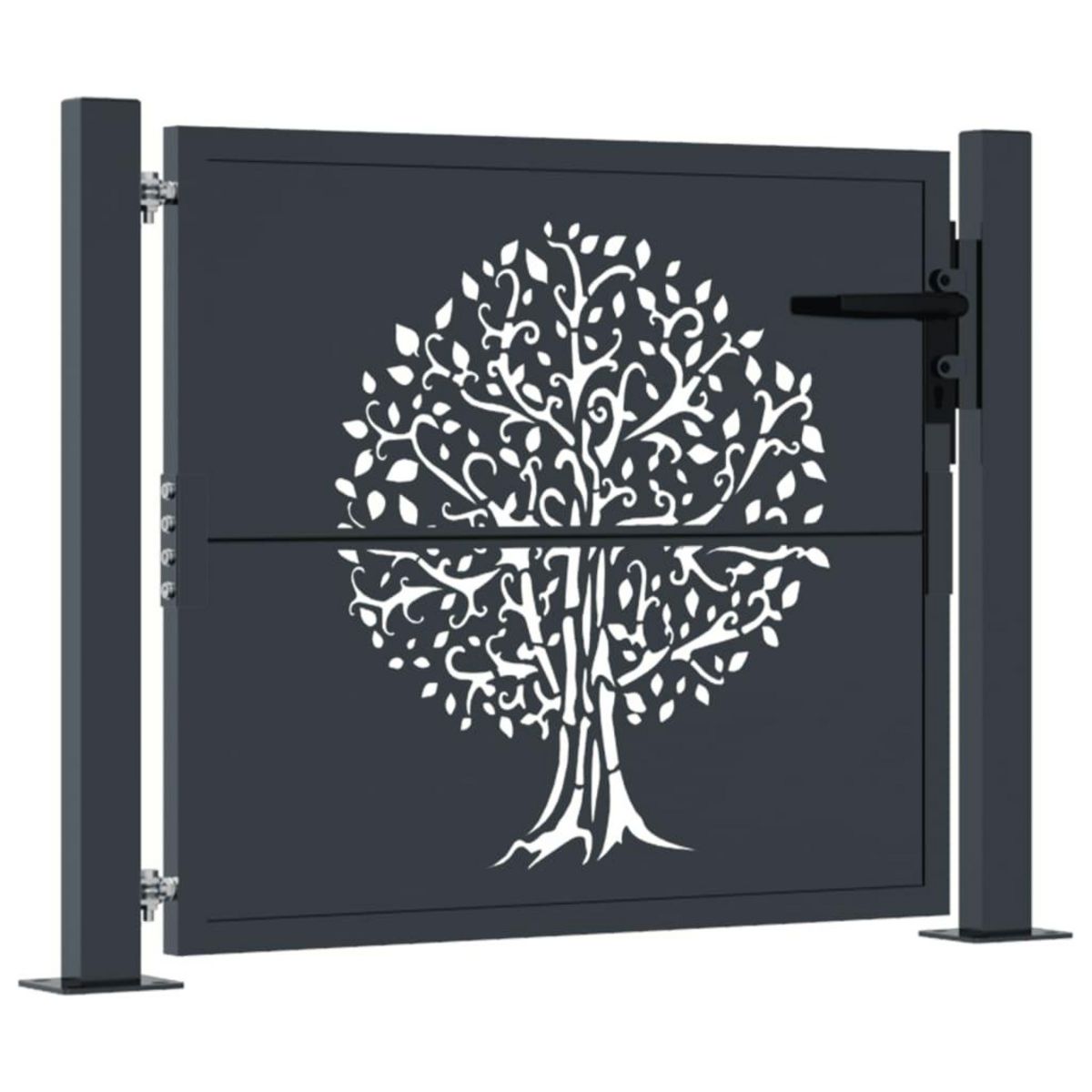 VIDAXL Portail de jardin anthracite 105x105cm acier conception d'arbre