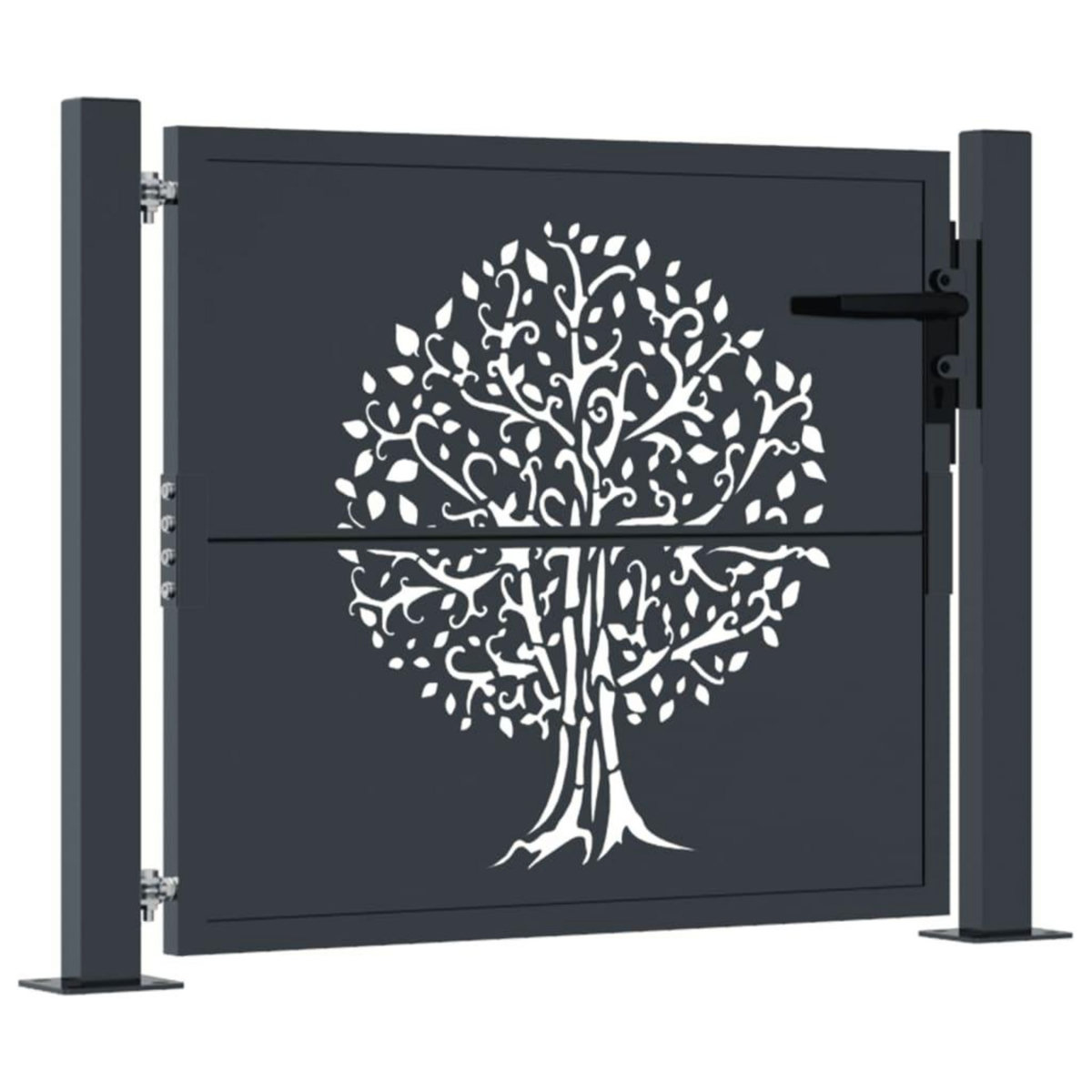 VIDAXL Portail de jardin anthracite 105x105cm acier conception d'arbre
