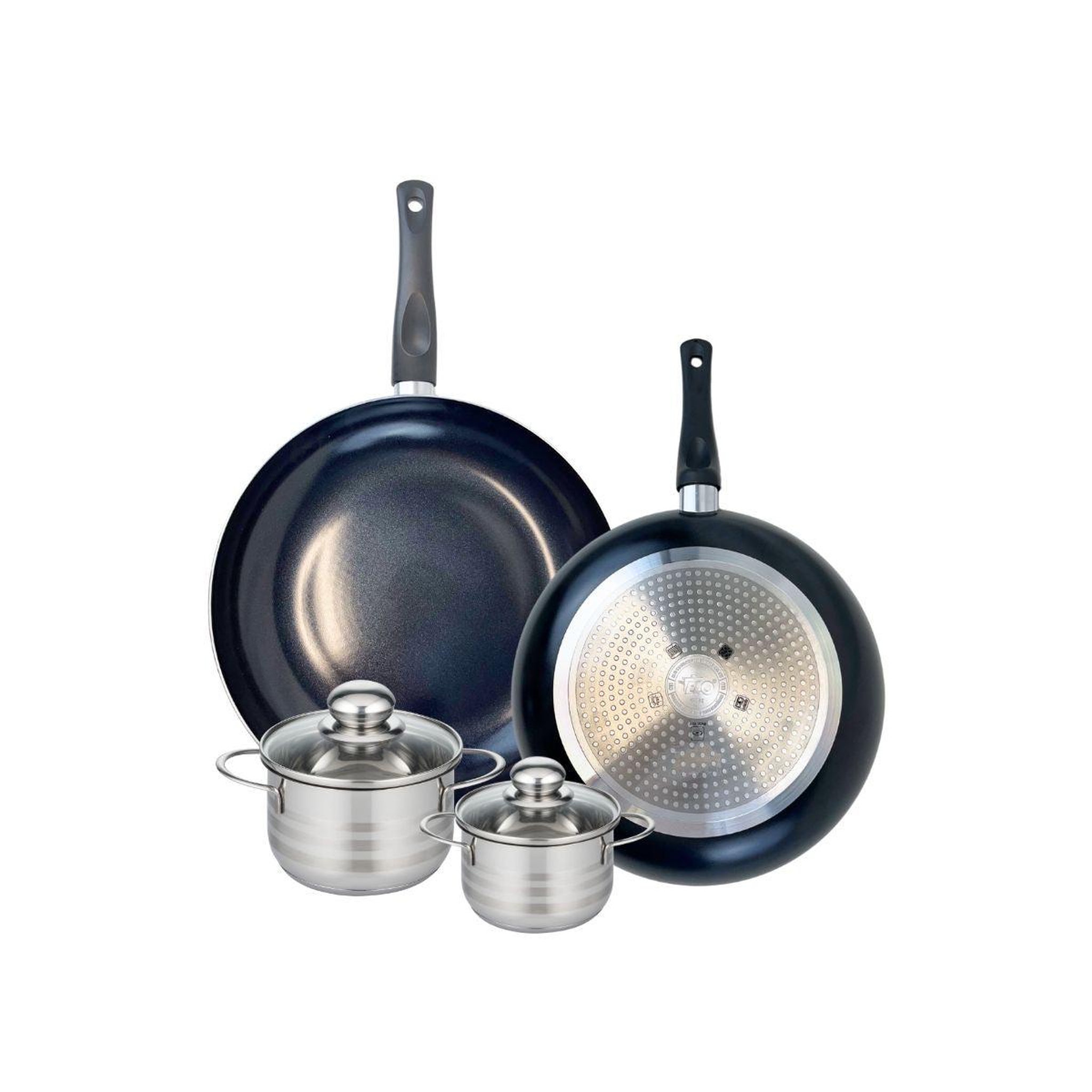ELO Ensemble de 2 poêles de cuisson 28 et 32 cm et 2 faitouts 12 et 14 cm elo prima brillant