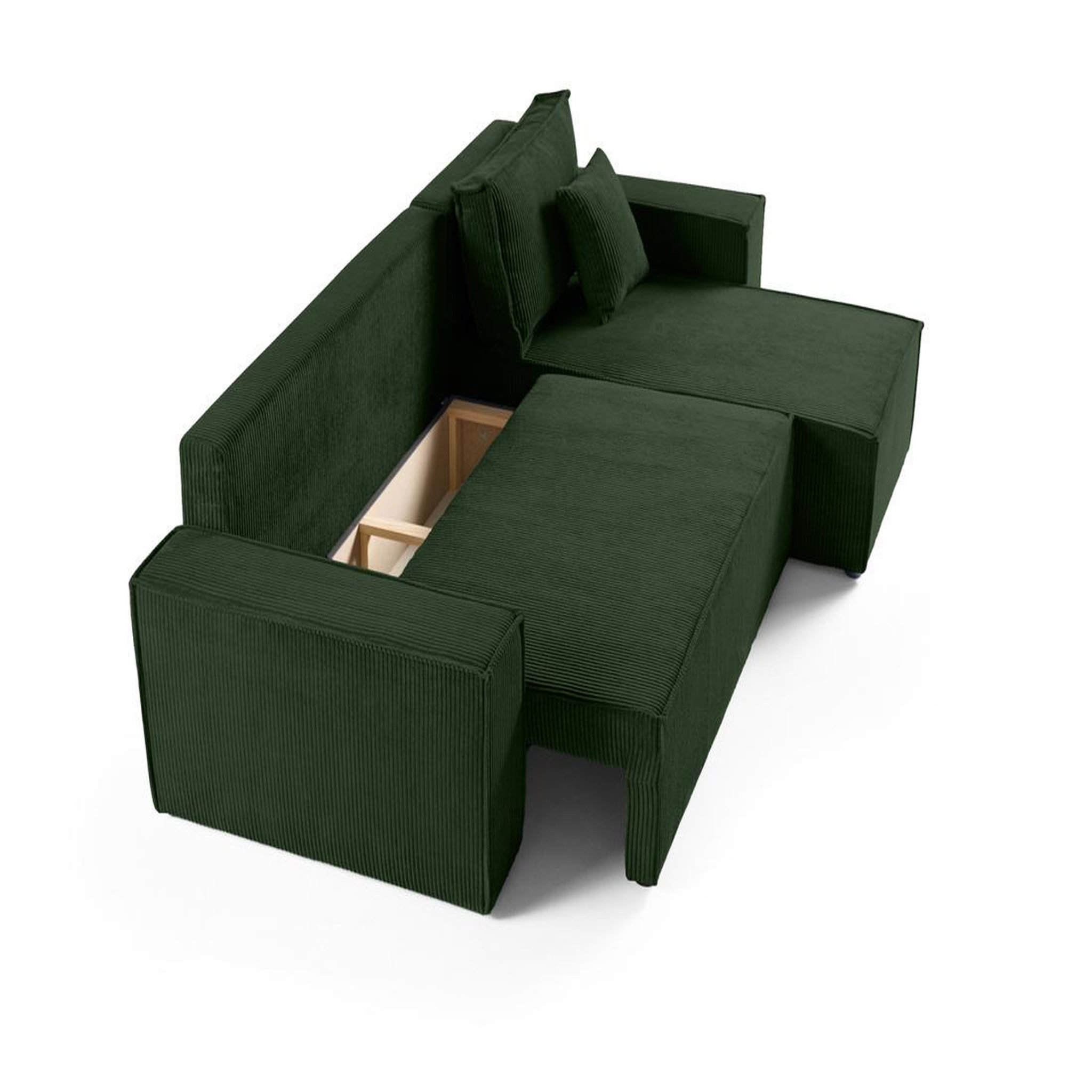 Voir la diapositive 2 : BEST MOBILIER Cezanne - canapé d'angle réversible - 4 places - convertible avec coffre - en velours côtelé