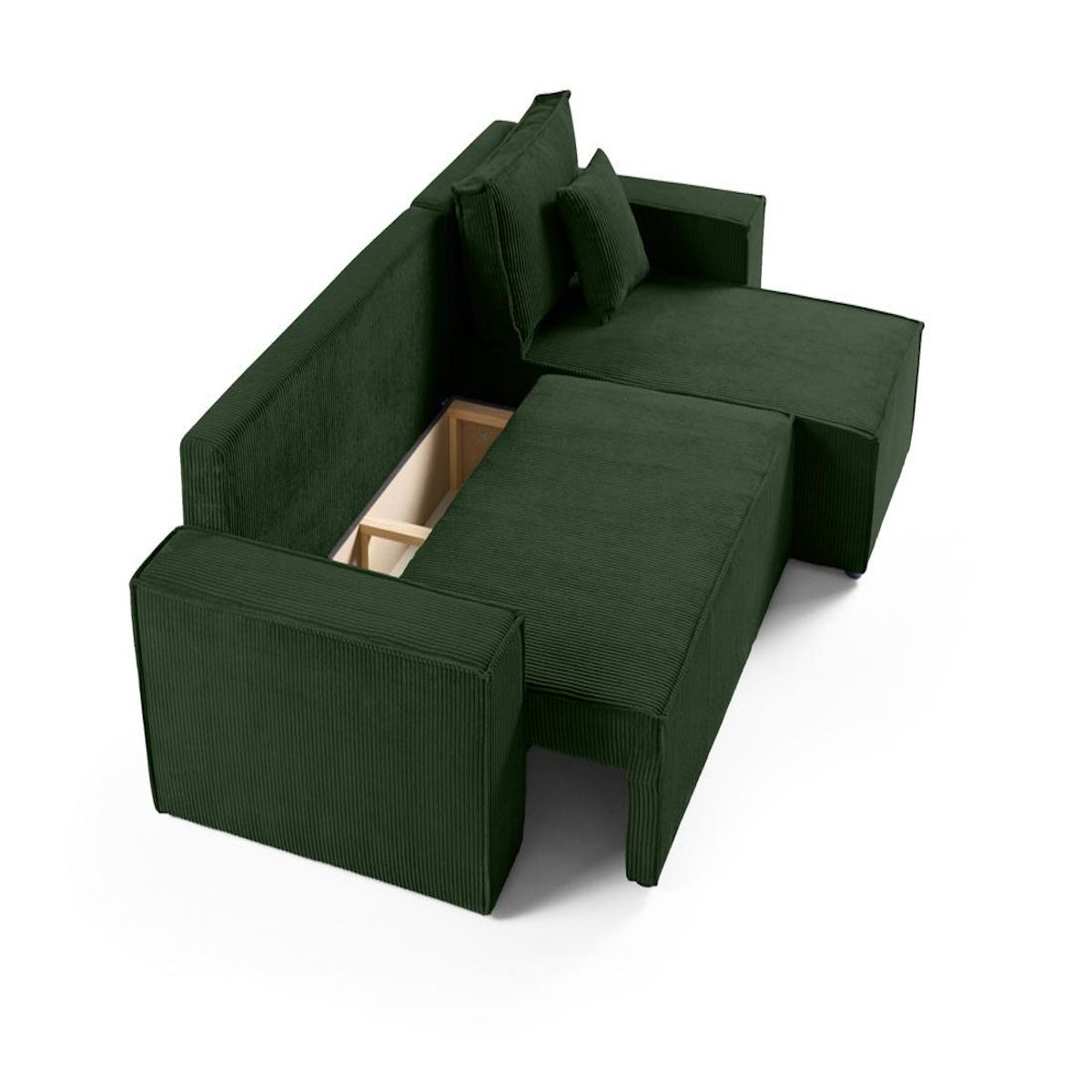 BEST MOBILIER Cezanne - canapé d'angle réversible - 4 places - convertible avec coffre - en velours côtelé