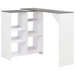 VIDAXL Table de bar avec tablette amovible Blanc 138x39x110 cm