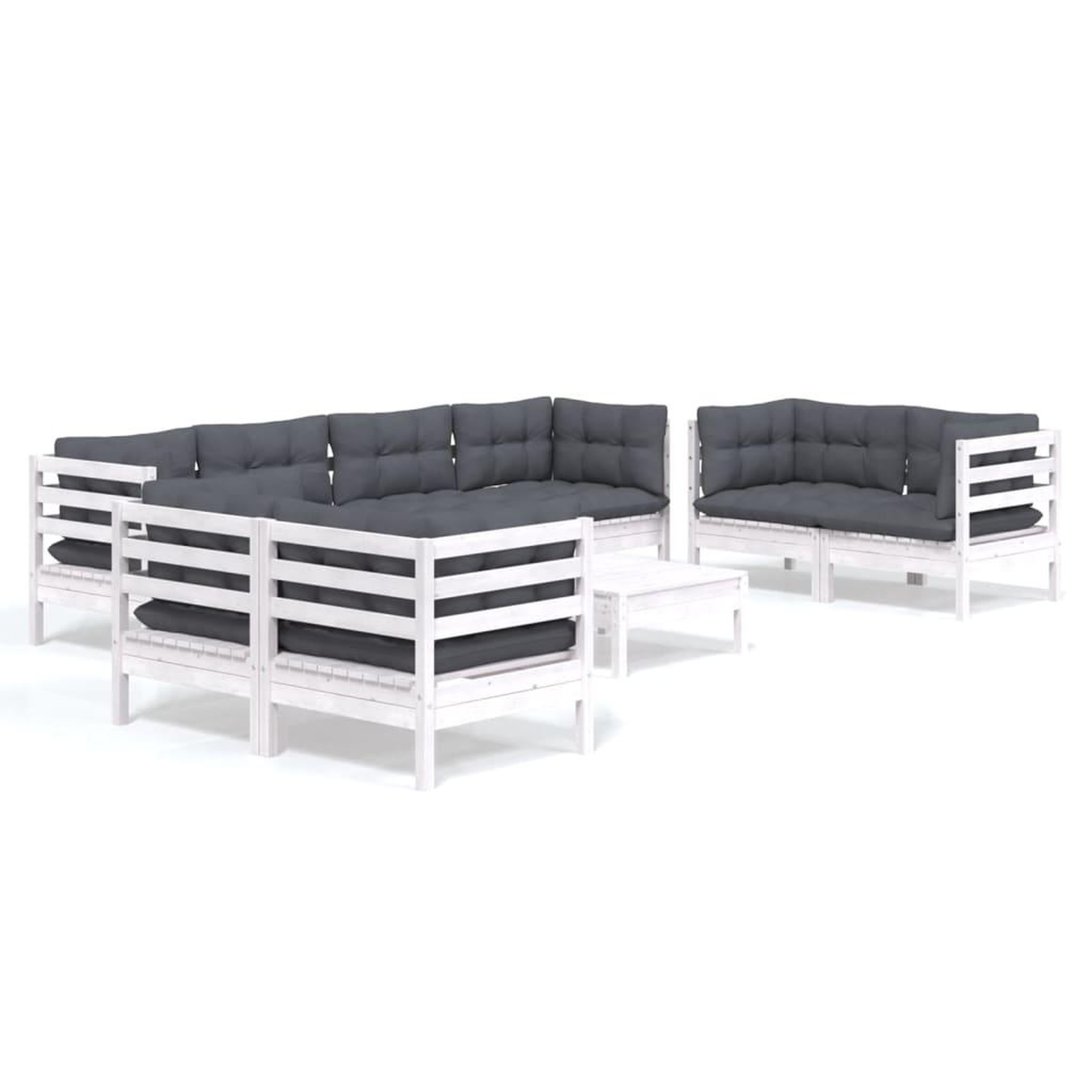 Voir la diapositive 2 : VIDAXL Salon de jardin 9 pcs avec coussins bois de pin massif