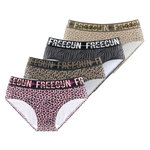 FREEGUN Lot de 4 culottes femme Leopard. Coloris disponibles : Beige