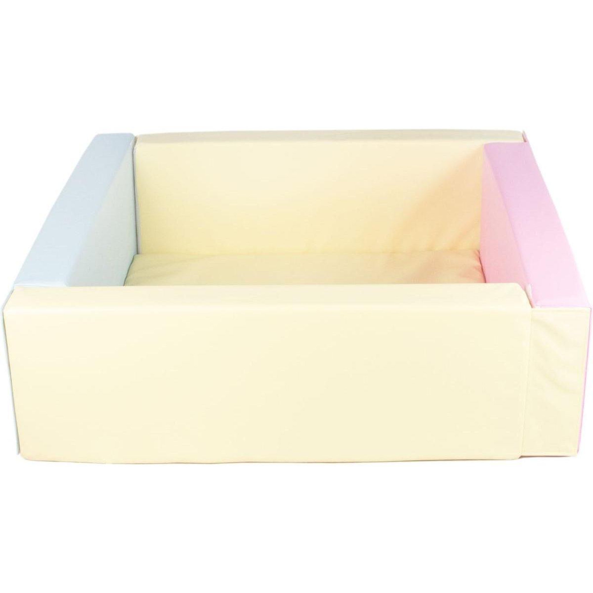 VELINDA Piscine à balles carrée en cuir artificiel, sans balles — rose, bleu, jaune (pastel)
