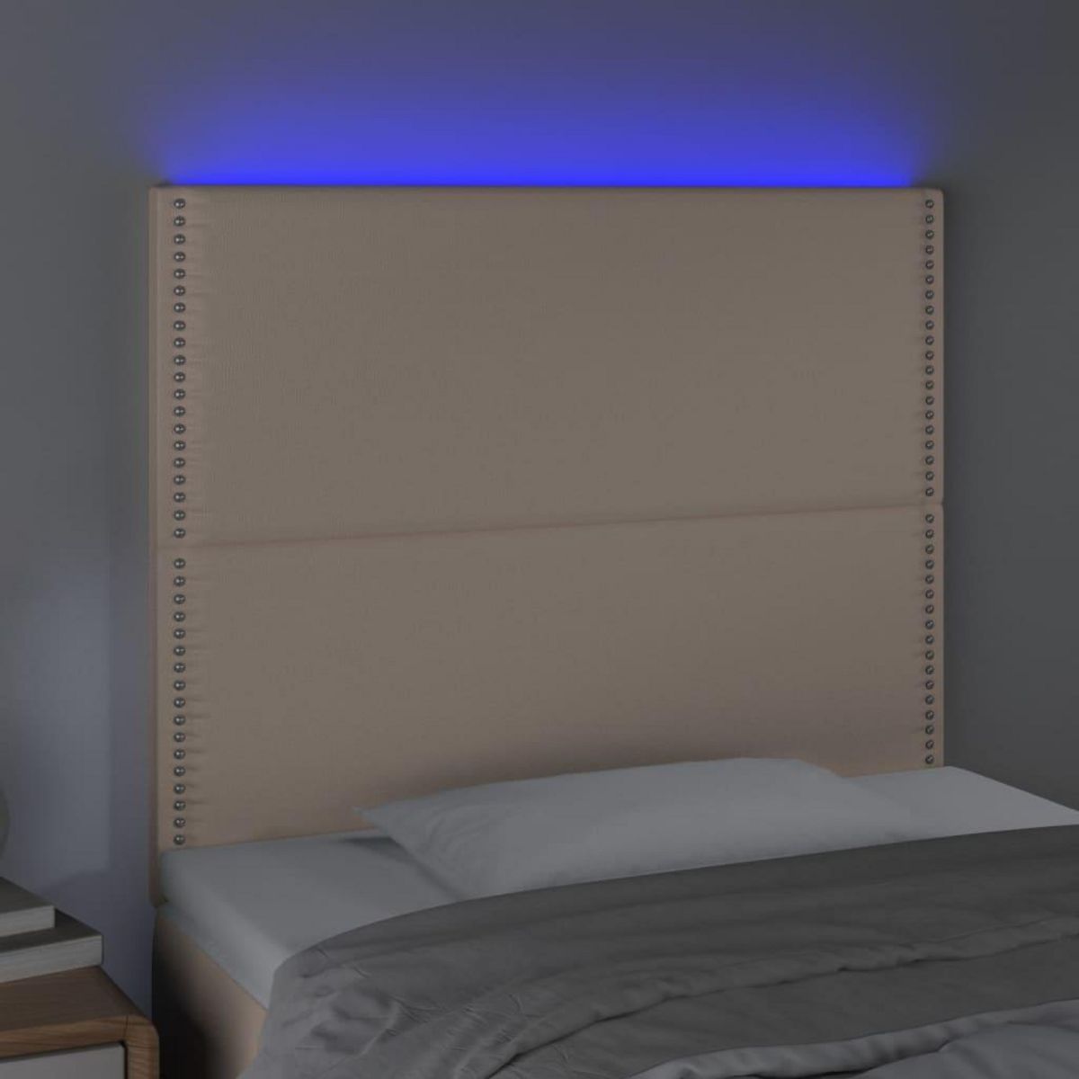 VIDAXL Tete de lit a LED Cappuccino 100x5x118/128 cm Similicuir