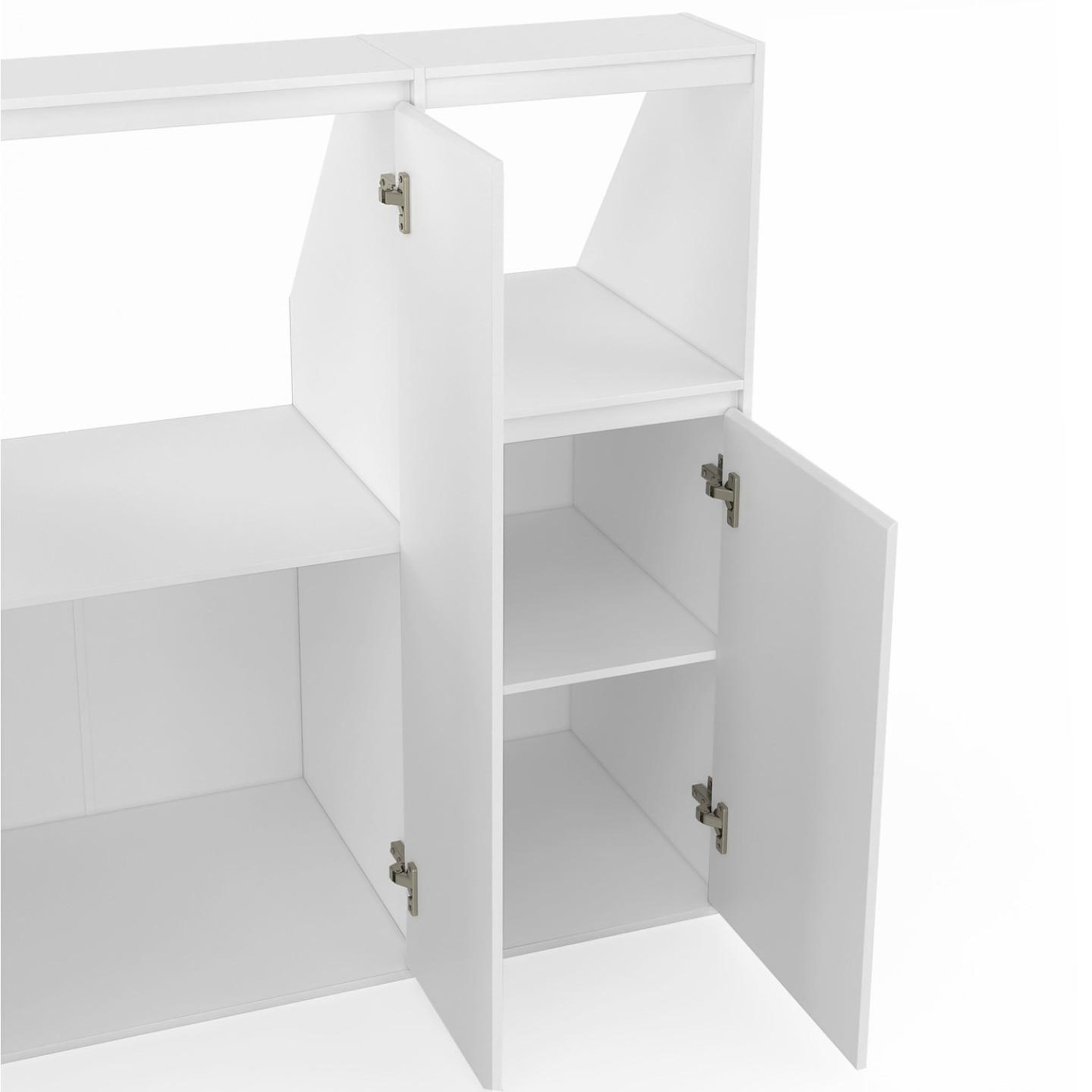 Voir la diapositive 6 : ID MARKET Ensemble armoires sous pente 2 portes + 1 porte et 1 niche tomi blanc