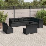 VIDAXL Salon de jardin 12 pcs avec coussins noir resine tressee