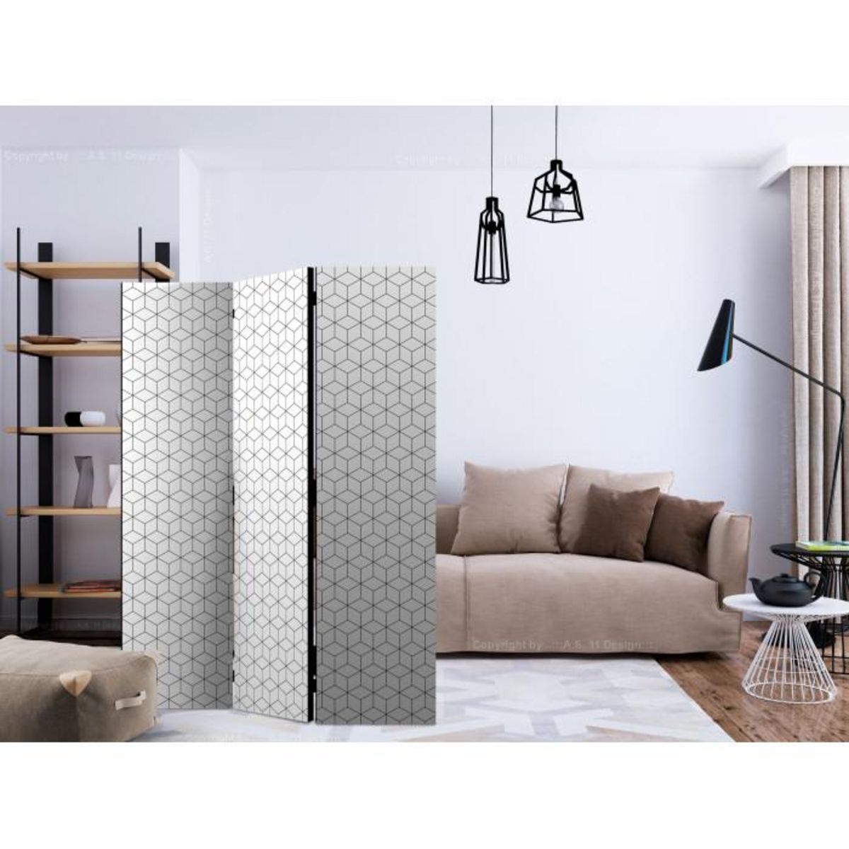 Paris Prix Paravent 3 Volets  Cubes Texture  135x172cm