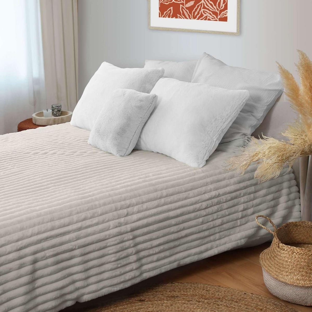 TOILINUX Couverture douce et côtelée Sela