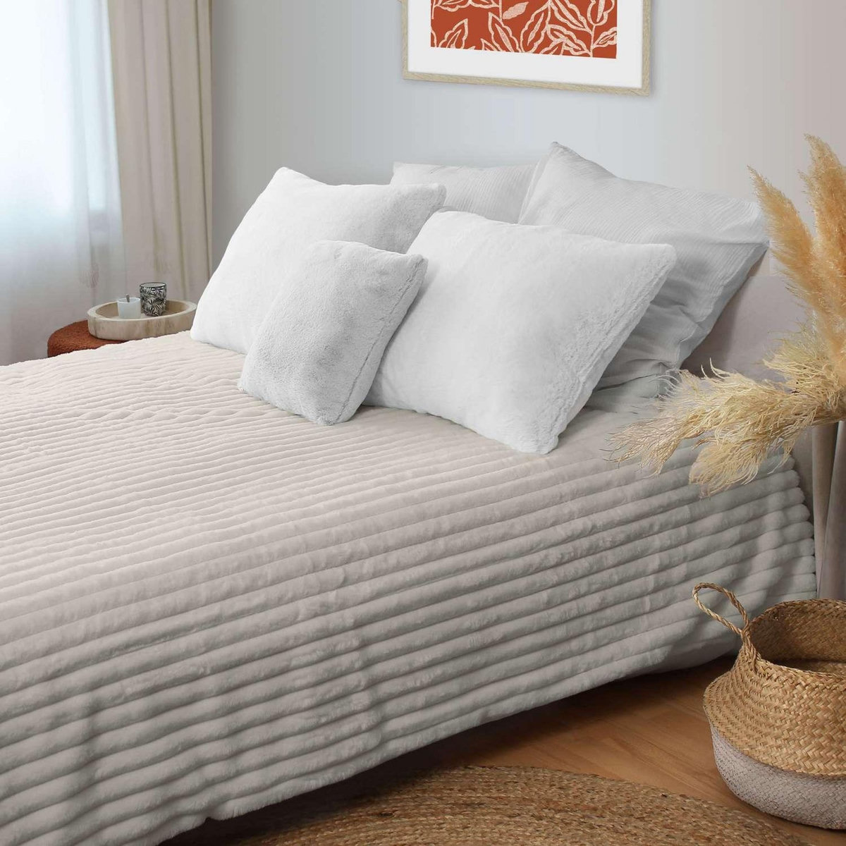 TOILINUX Couverture douce et côtelée Sela