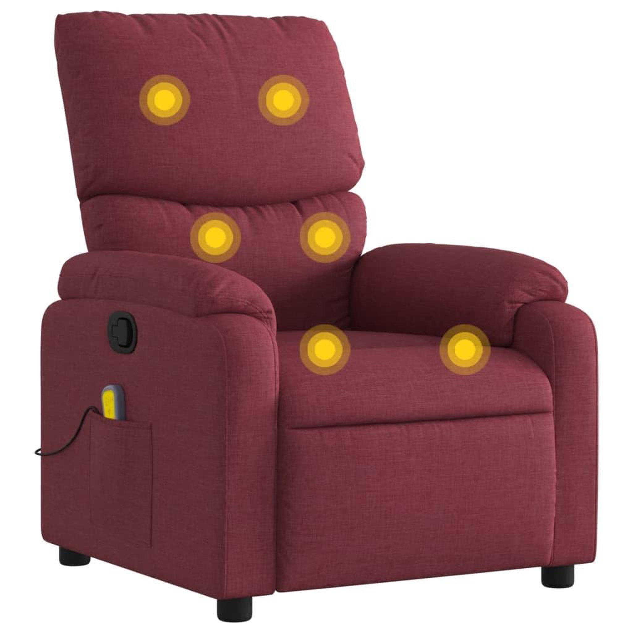 Voir la diapositive 2 : VIDAXL Fauteuil de massage inclinable Rouge bordeaux Tissu