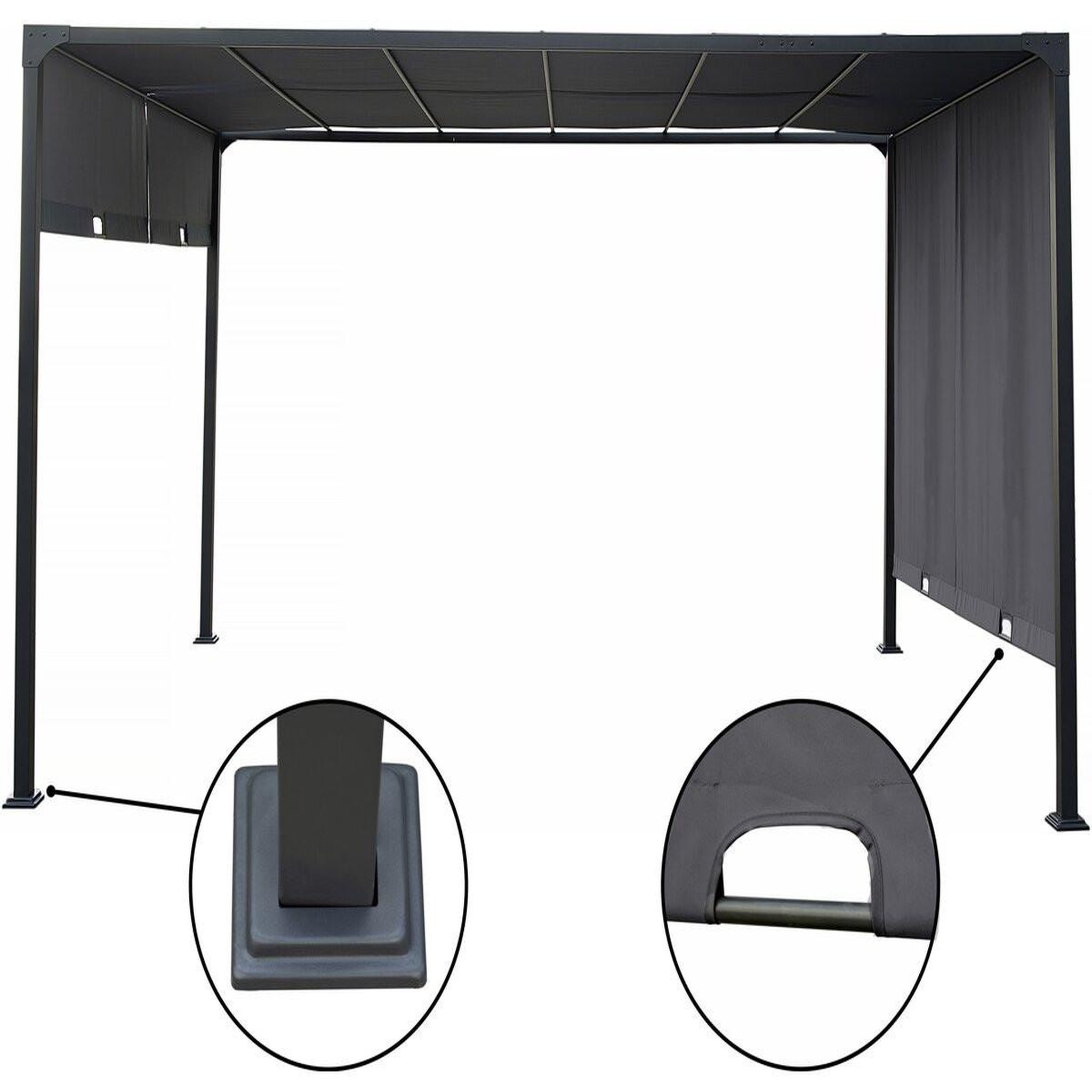 Voir la diapositive 4 : Habitat et Jardin Pergola avec toit coulissant en métal  courtenay  - 3 x 4 m - gris