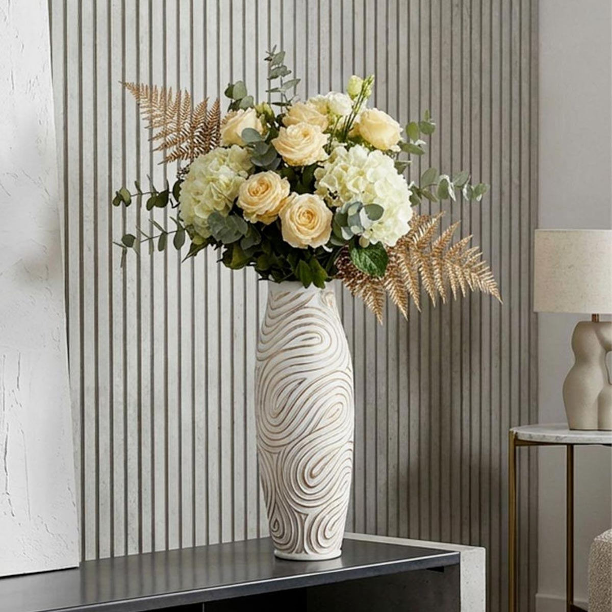 Paris Prix Vase Design en Résine  Oblix  50cm Blanc
