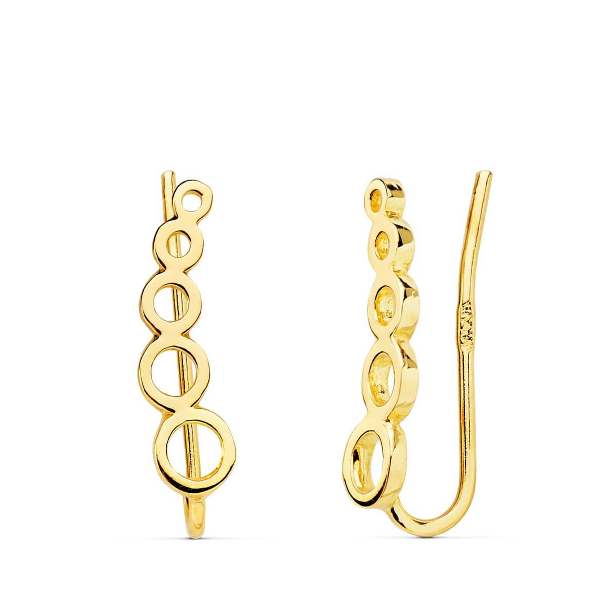 L'ATELIER D'AZUR Boucles d'Oreilles Or 18 Carats 750 Jaune - Contours Grimpeurs - Motifs Ronds