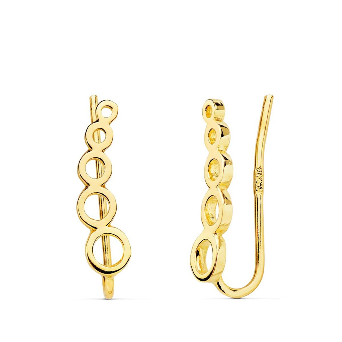 L'ATELIER D'AZUR Boucles d'Oreilles Or 18 Carats 750 Jaune - Contours Grimpeurs - Motifs Ronds