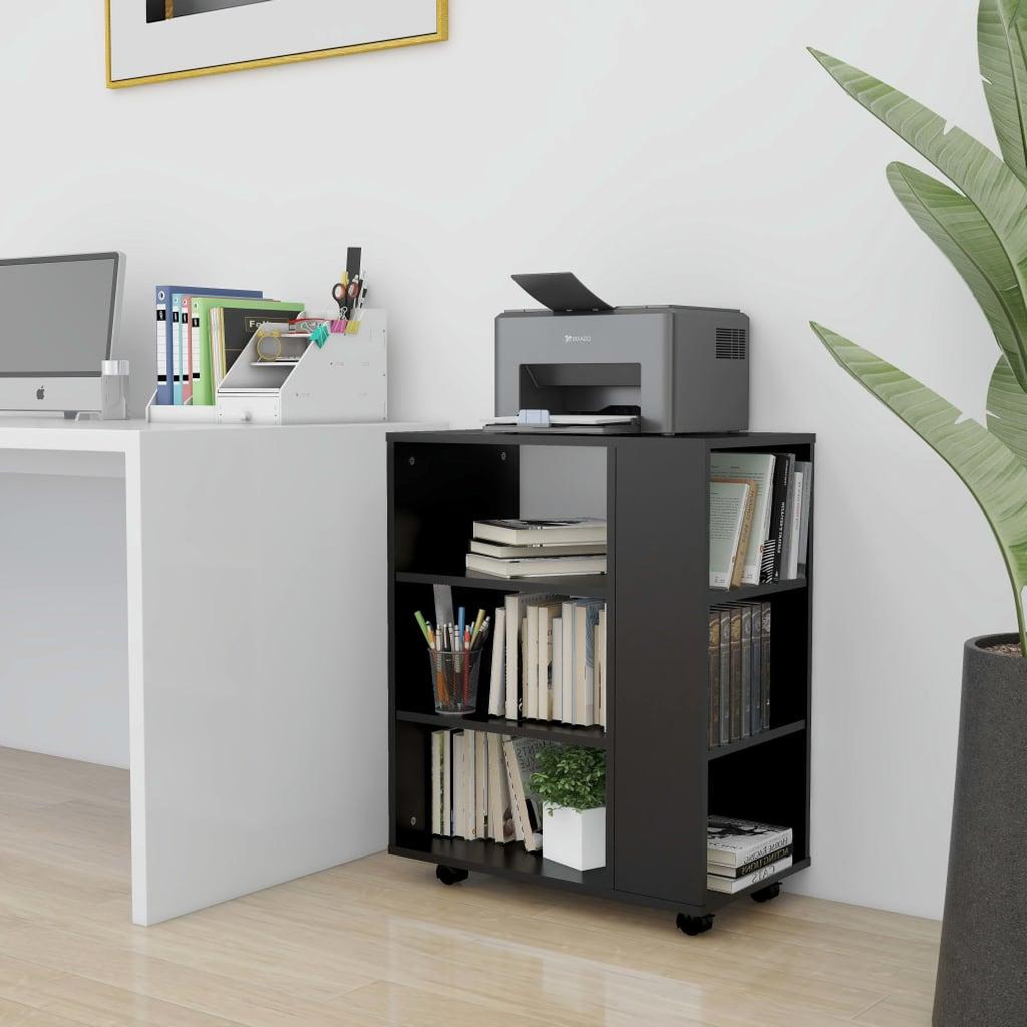 Voir la diapositive 1 : VIDAXL Armoire a roulettes Noir 60x35x75 cm Bois d'ingenierie
