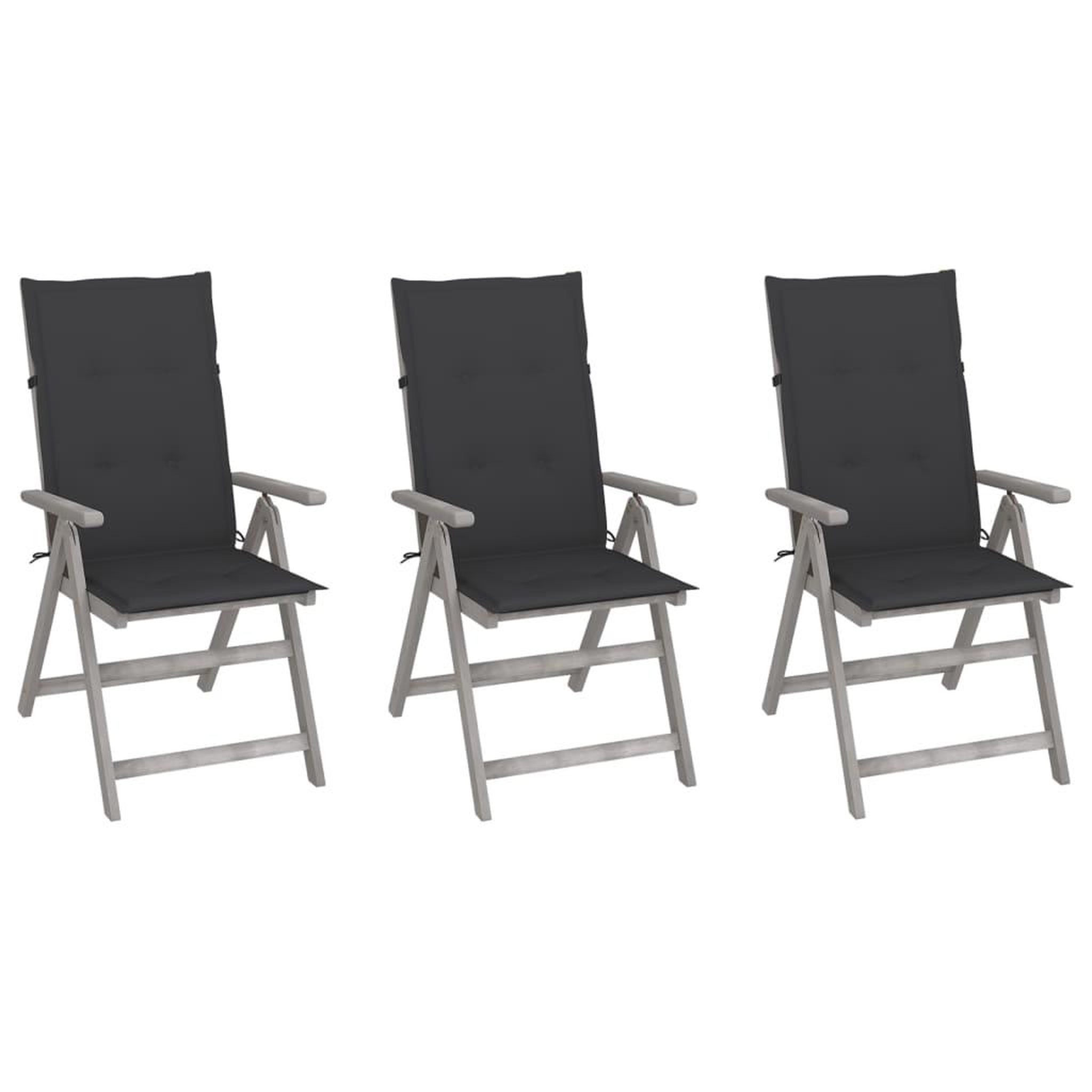 VIDAXL Chaises inclinables de jardin lot de 3 et coussins Bois acacia