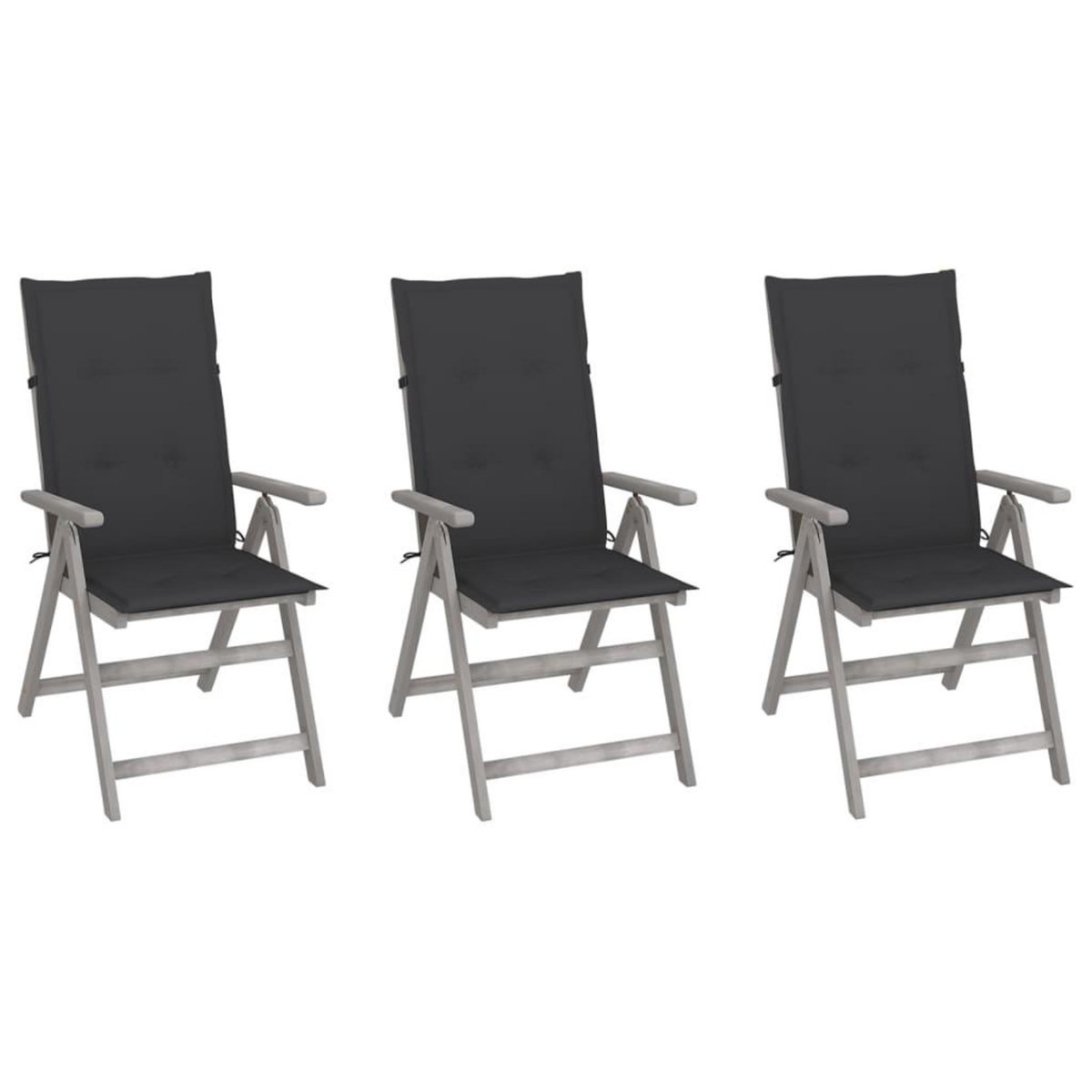 VIDAXL Chaises inclinables de jardin lot de 3 et coussins Bois acacia
