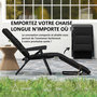 Voir la diapositive 4 : OUTSUNNY Bain de soleil pliable transat inclinable 6 positions grand confort avec matelas + accoudoirs acier polyester noir